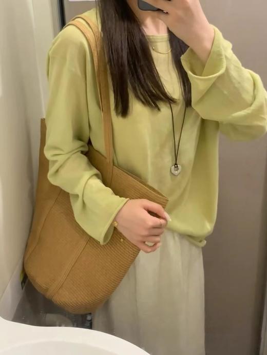 F032958莱赛尔天丝亚麻卷边长袖T恤针织防晒罩衫 商品图2