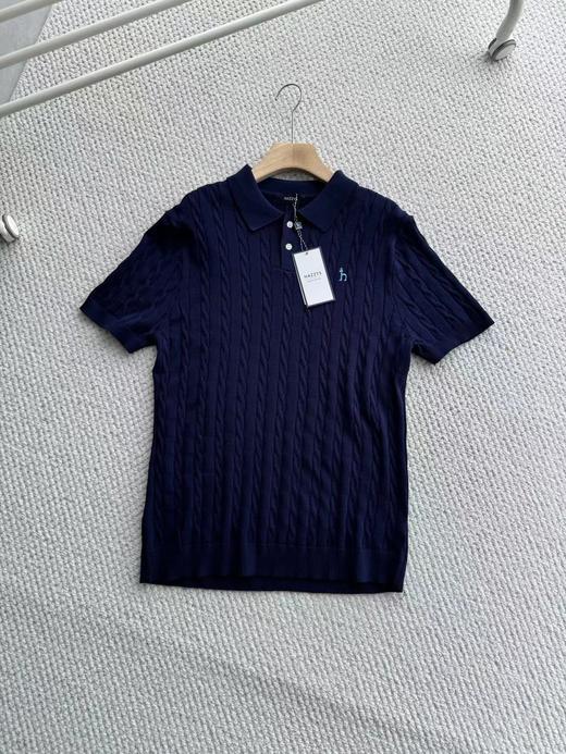 F032911男士绞花短袖POLO翻领针织衫夏季通勤老钱风休闲上衣 商品图13