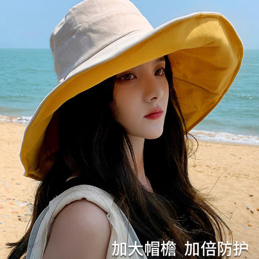 【一帽双面戴！韩系双面遮阳帽】 大帽檐双面渔夫帽 女夏大檐防紫外线户外防晒遮阳休闲百搭女士太阳渔夫帽 商品图3
