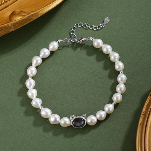 子佩集【暗夜猫咪】银S925珍珠惜王妃手链【SPB0720002】螺钿2602 商品图0