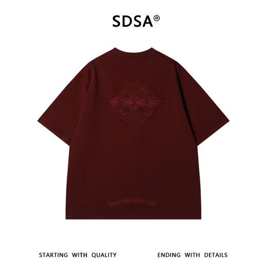 SDSA男装2026新款高贵轻奢美式贴布刺绣字母设计圆领短袖T恤百搭 商品图4