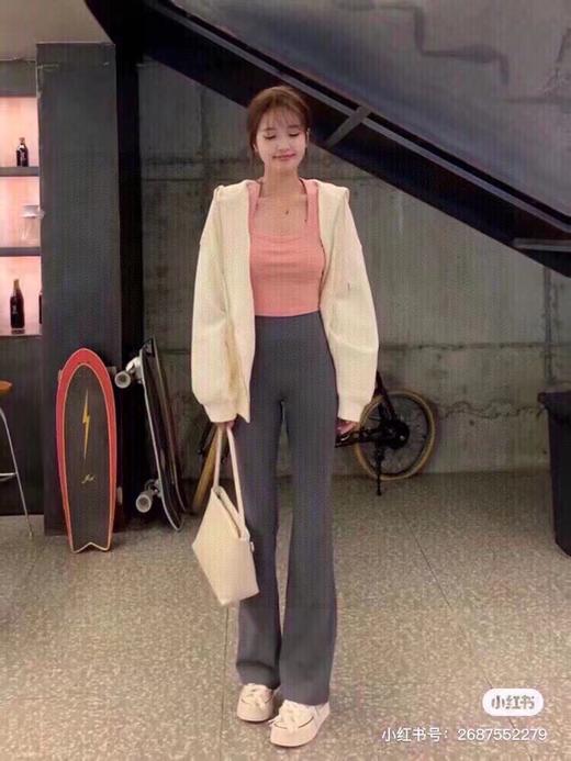 F032909复古轻薄裸感瑜伽运动打底裤阔腿高腰喇叭裤 商品图12