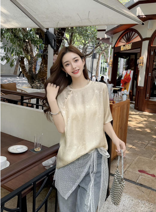 原单新款花萝重磅真丝短袖 商品图3