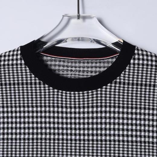 SDSA男装2026新款轻奢潮牌千鸟格撞色条纹袖口针织短袖T恤百搭 商品图1