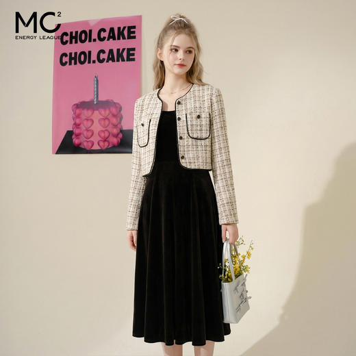 mc2气质显瘦小香风套装女2023秋冬新款法式复古千金风外套+吊带裙 商品图2