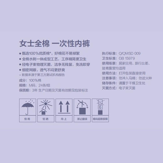 MM 山姆 全棉时代 女士日抛内裤 M码 1*24条 商品图5