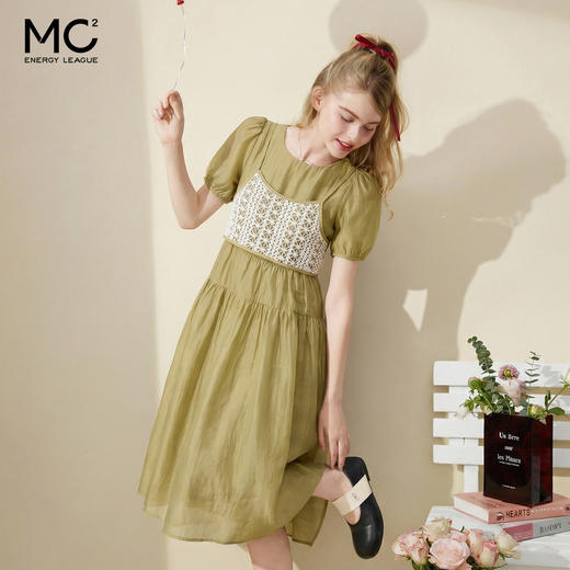 女装圆领短袖连衣裙+勾花小吊带Q2224323 商品图1