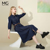 mc2牛仔连衣裙女秋2023年春装新款气质显瘦八分袖a字翻领牛仔裙 商品缩略图0