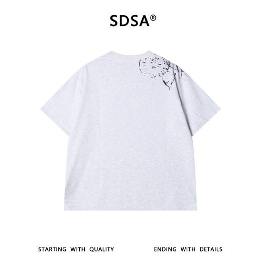 SDSA男装2026新款高贵轻奢简约时尚撞色邮票印花圆领短袖T恤百搭 商品图4