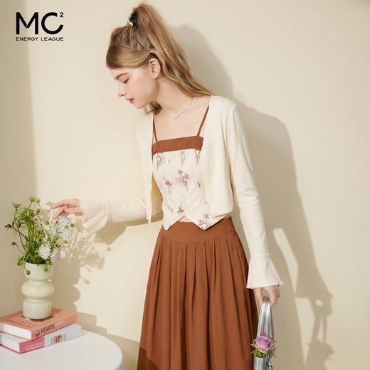 女装针织外披配抹胸吊带加长伞裙三件套S4221002 商品图1