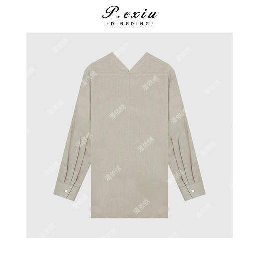 03-5潘依绣丁丁宠粉设计感简约V领长袖衬衫Q13913 商品图1