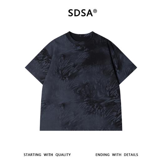 SDSA男装2026新款高贵轻奢国潮复古植物印花扎染圆领短袖T恤百搭 商品图1