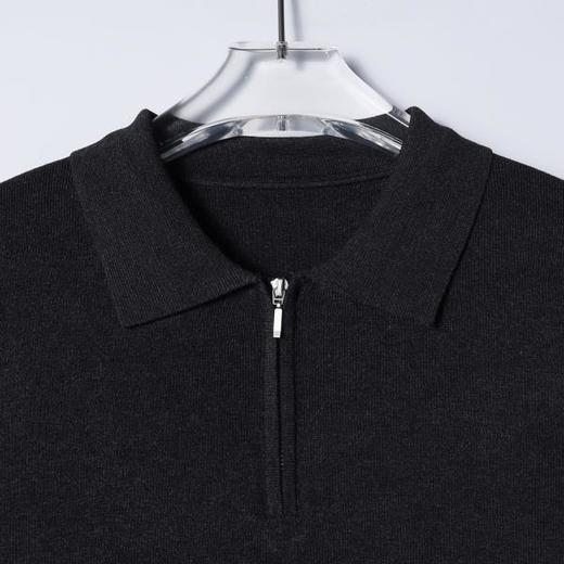 SDSA男装2026新款高贵轻奢老钱风简约纯色半拉链翻领短袖T恤百搭 商品图1