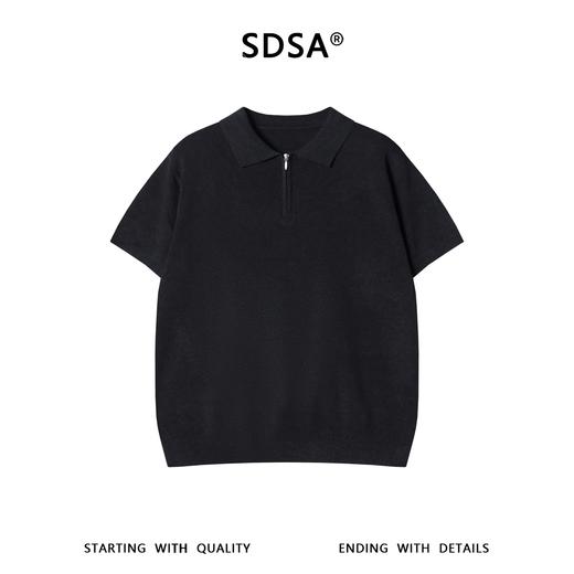 SDSA男装2026新款高贵轻奢老钱风简约纯色半拉链翻领短袖T恤百搭 商品图0