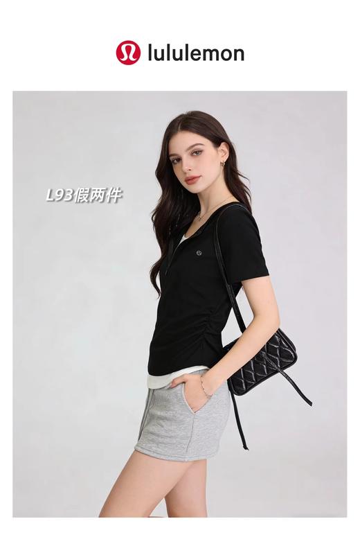 F032985一包2件装超重工半拉链假两件褶皱收腰女士短袖T恤 商品图12