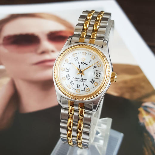 【9新】TITONI梅花726自动机械日期显示24MM（女款）宇宙系列精钢/镀金100326NJT19 商品图1