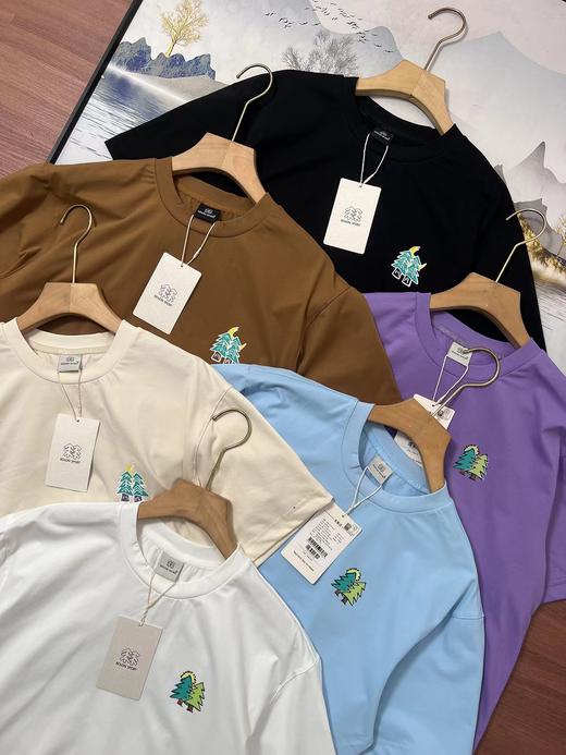 F032982日常通勤简约圆领治愈系刺绣宽松落肩短袖T恤 商品图2