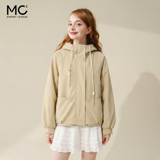 mc2连帽闪粉长袖夹克外套女2023秋季新款后背口袋设计感潮搭上衣 商品图1