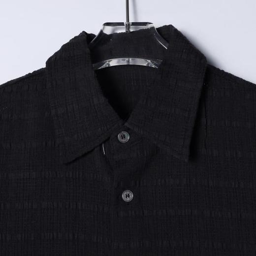 SDSA男装2026新款高贵轻奢提花条纹肌理侧摆抽绳短袖衬衫百搭时尚 商品图1