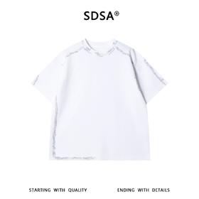 SDSA男装2026新款高贵轻奢刷漆线条做旧圆领短袖T恤百搭高街上衣