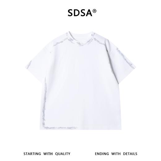 SDSA男装2026新款高贵轻奢刷漆线条做旧圆领短袖T恤百搭高街上衣 商品图0