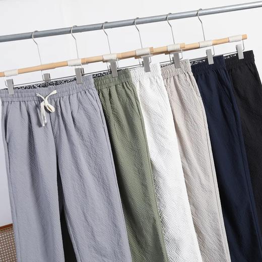 F032902春夏薄款立体裁剪男士松紧腰修身直筒纯色休闲裤 商品图5