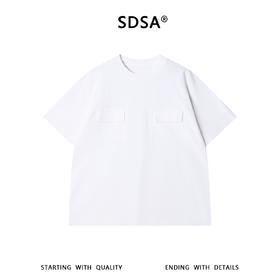 SDSA男装2026新款高贵轻奢潮牌简约纯色拼接圆领短袖T恤休闲百搭
