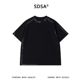 SDSA男装2026新款高贵轻奢刷漆线条做旧圆领短袖T恤百搭高街上衣