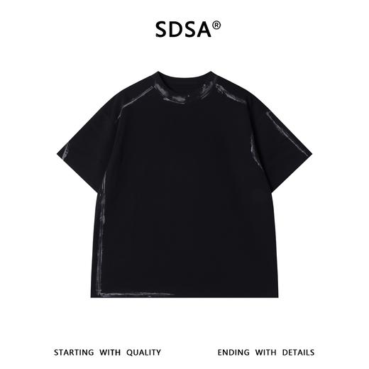 SDSA男装2026新款高贵轻奢刷漆线条做旧圆领短袖T恤百搭高街上衣 商品图0