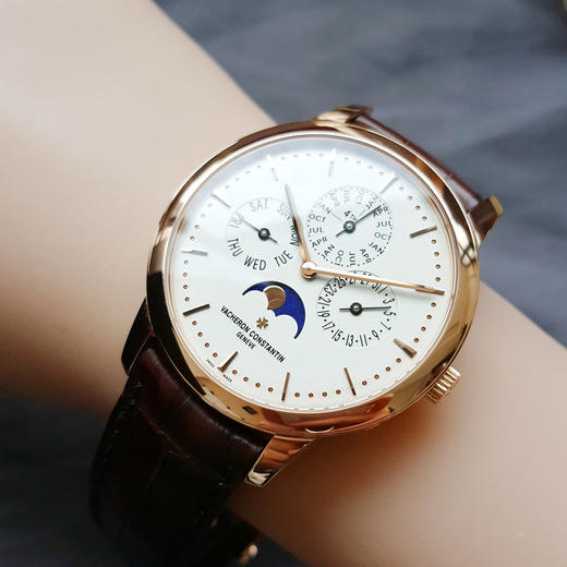 【95新】Vacheron Constantin 江诗丹顿43175/000R-9687自动机械机芯（21K金边陀）日期星期月份平闰年月相万年历41MM男款传承系列18K玫瑰金110326NJS29 商品图8