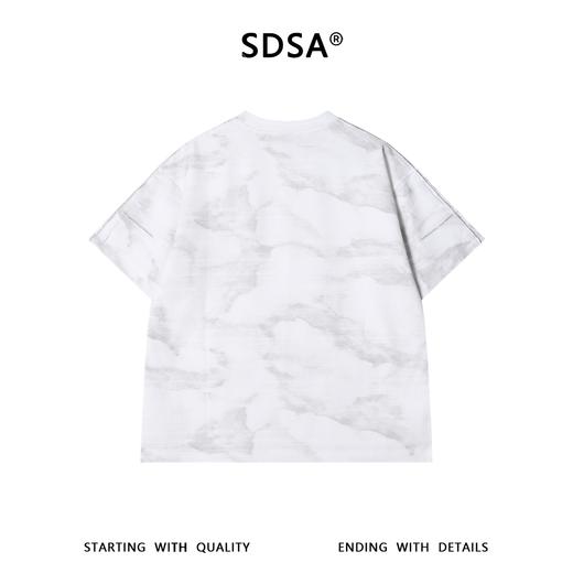 SDSA男装2026新款轻奢复古暗纹扎染袖口明线短袖T恤百搭圆领上衣 商品图4