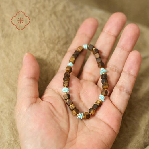 米马饰物 电白奇楠沉香绿松碎碎手串 碎碎平安 沉沉的香 碎碎的绿 商品图3