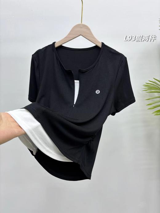 F032985一包2件装超重工半拉链假两件褶皱收腰女士短袖T恤 商品图4