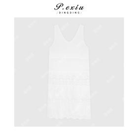 04-1潘依绣丁丁宠粉法式度假风拼接蕾丝背心裙Q10911