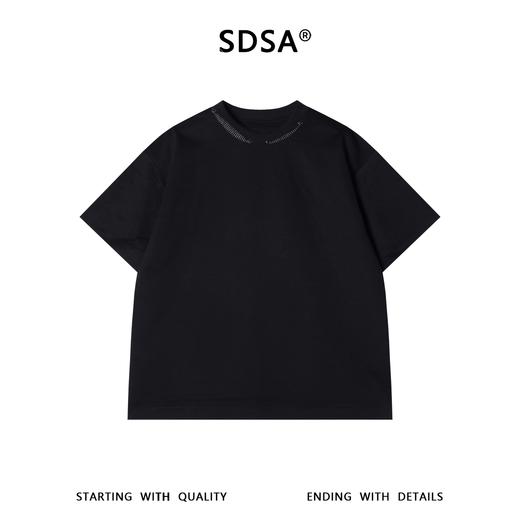 SDSA男装2026新款高贵轻奢潮牌简约拼接铆钉圆领短袖T恤百搭上衣 商品图0