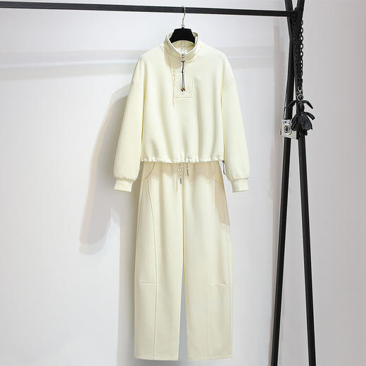 丁摩 灰色披肩立领卫衣弯刀阔腿裤女春装韩版慵懒风宽松两件套套装6ZF-A007 商品图3