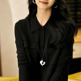 S·Y·C【白屿】桑蚕丝羊毛休闲时尚百搭显瘦纽扣针织衫女SYM25082
