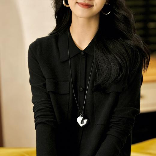 S·Y·C【白屿】桑蚕丝羊毛休闲时尚百搭显瘦纽扣针织衫女SYM25082 商品图0