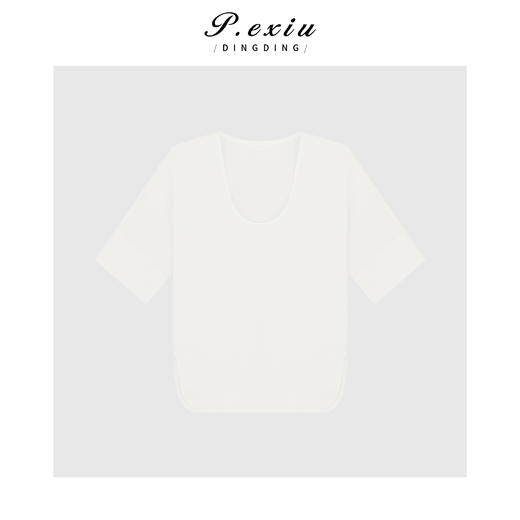 03-5潘依绣丁丁宠粉亚麻U领极简风老钱上衣Q9092 商品图0