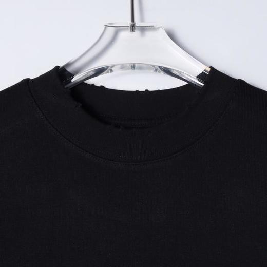 SDSA男装2026新款高贵轻奢时尚简约纯色领口磨破设计圆领短袖T恤 商品图1