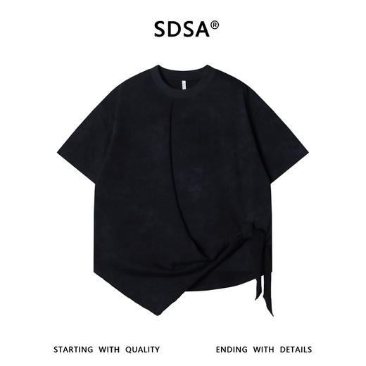 SDSA男装2026新款高贵轻奢韩系拼接下摆不规则圆领短袖T恤时尚潮 商品图0