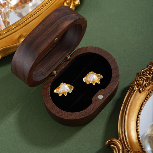 子佩集【荷光沁露】银S925珍珠惜王妃耳钉【SGE0390001】镀金巴洛克蚌壳2602 商品图1