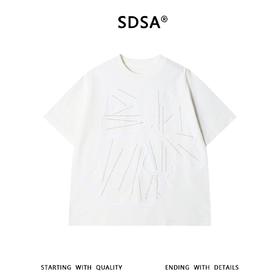 SDSA男装2026新款高贵轻奢潮牌抽象贴布烫钻圆领短袖T恤百搭痞帅