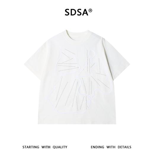 SDSA男装2026新款高贵轻奢潮牌抽象贴布烫钻圆领短袖T恤百搭痞帅 商品图0