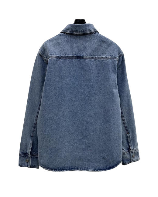 女款水洗刺绣牛仔长袖衬衫外套la 商品图1