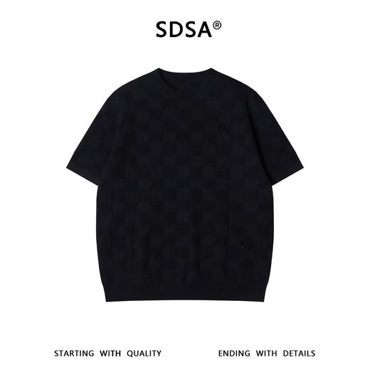 SDSA男装2026新款高贵轻奢潮牌简约棋盘格针织圆领短袖T恤百搭 商品图0