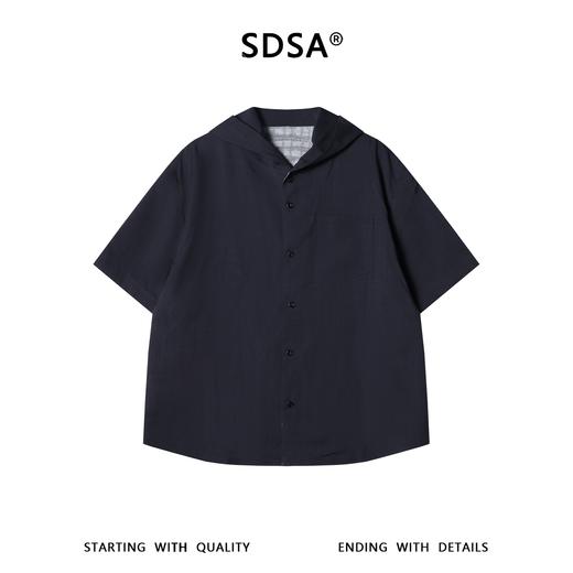 SDSA男装2026新款高贵轻奢潮牌双面可穿设计连帽短袖衬衫百搭时尚 商品图3
