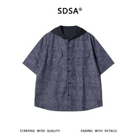 SDSA男装2026新款高贵轻奢潮牌双面可穿设计连帽短袖衬衫百搭时尚