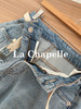 专柜实拍【莱赛尔混纺】拉夏贝尔/La Chapelle附腰带~高性价比！显瘦高腰单扣开叉别致设计感牛仔裤 商品缩略图4