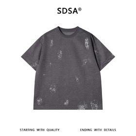 SDSA男装2026新款高贵轻奢潮牌雪花点斑驳破坏风短袖T恤百搭时尚
